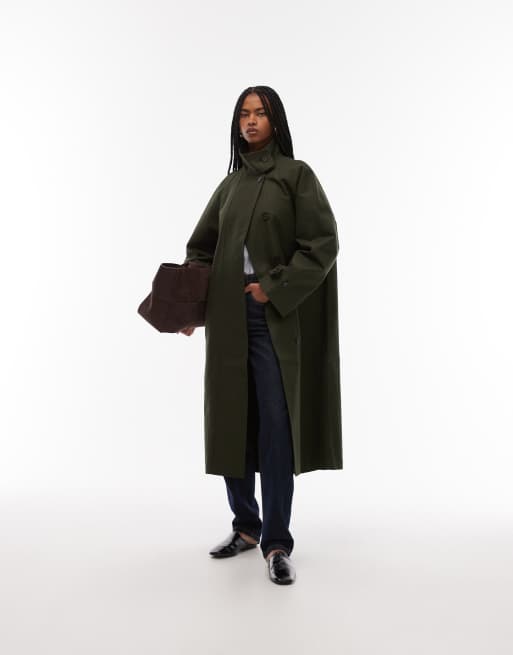 ARKET - Trenchcoat van katoen met wax in groen