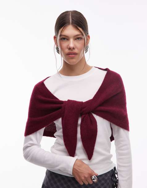 ARKET triangle alpaca scarf in burgundy red - view 1