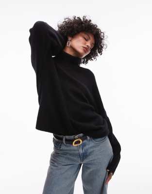 turtle neck knit sweater in black