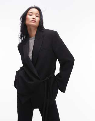 Arket Tuxedo Blazer With Tie Detail In Black