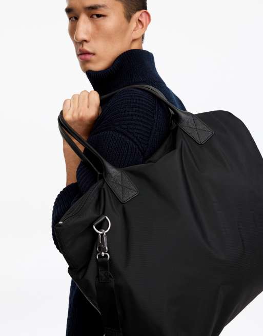 ARKET unisex nylon 36-timers overnight tote-taske med læderrem i sort, 3 af 4