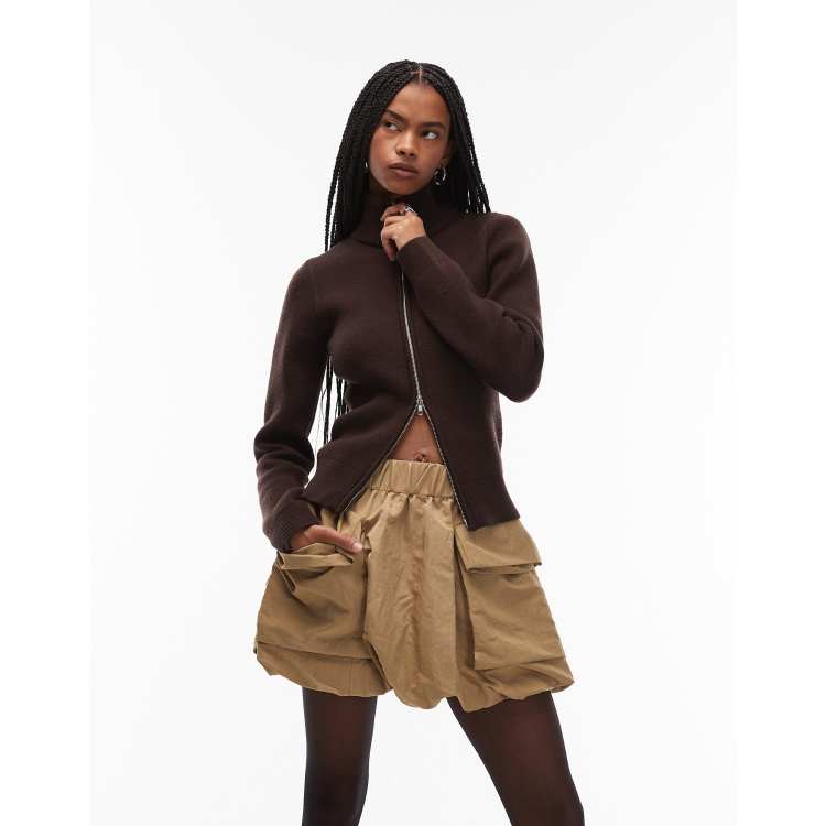 ARKET utility pocket bubble mini skirt in beige | ASOS