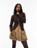 ARKET utility pocket bubble mini skirt in beige