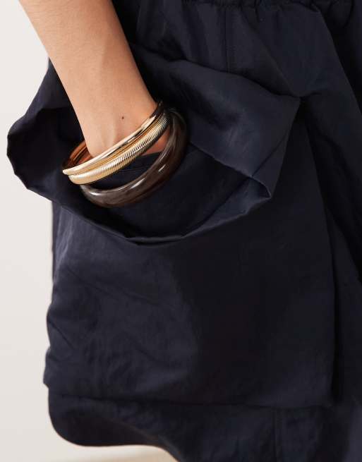 ARKET utlility bubble mini skirt in dark blue, 4 of 5