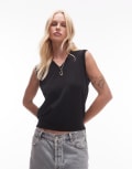 [Arket] ARKET v neck collar light knit tank singlet in black XS BLACK