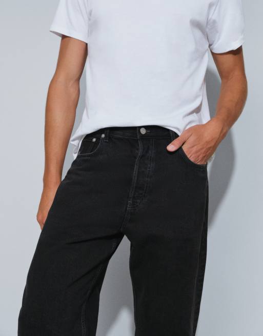 ARKET - Vaqueros baggy de pernera ancha y talle bajo en negro, 3 de 5