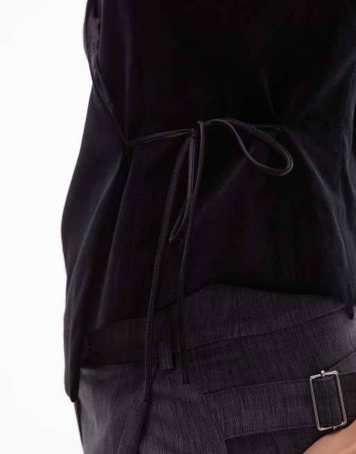 ARKET velvet vest in black , 3 of 4