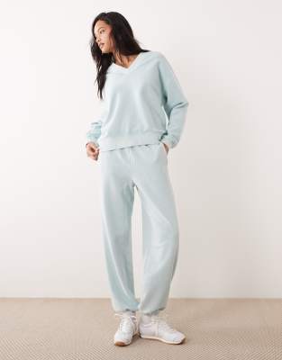 ARKET - Verstellbare Jogginghose aus reiner Baumwolle in Mintgrün mit weitem Bein, Kombiteil