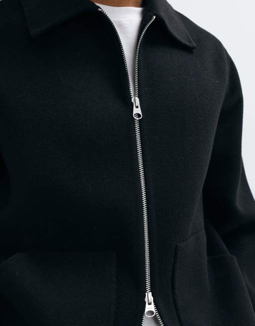 ARKET veste courte à double épaisseur en mélange de laine, noir délavé, 2 de 5