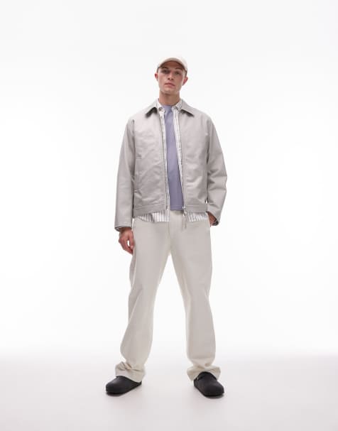ARKET - Veste de travail épurée avec fermeture éclair et col - Taupe - view 1
