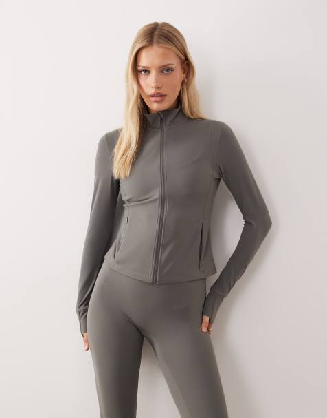 ARKET - Veste d'ensemble zippée sans coutures en tissu doux - Gris - view 1