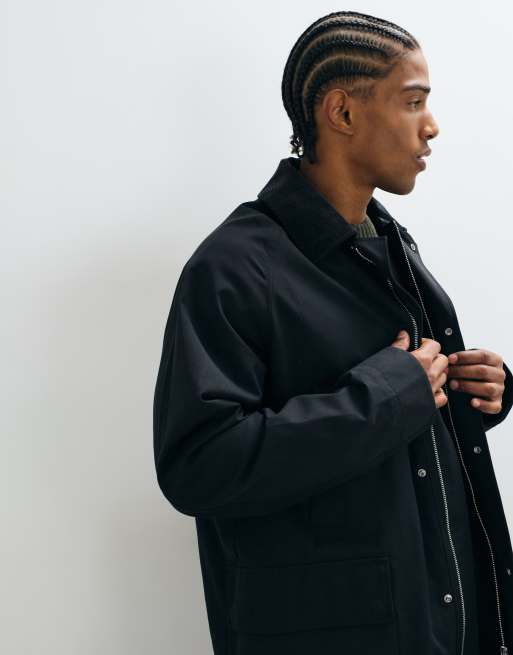 ARKET veste en coton ciré avec col en velours côtelé noir, 3 de 5