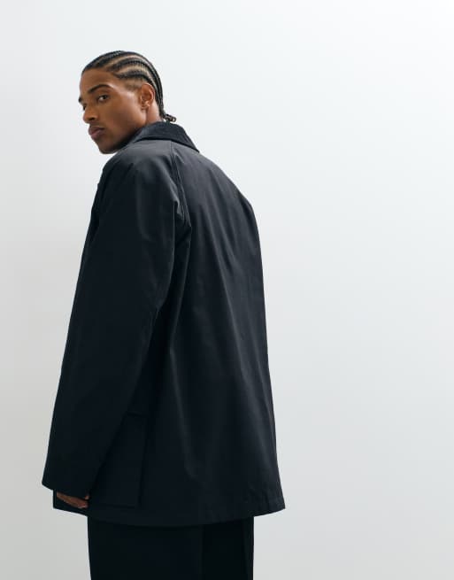 ARKET veste en coton ciré avec col en velours côtelé noir, 4 de 5