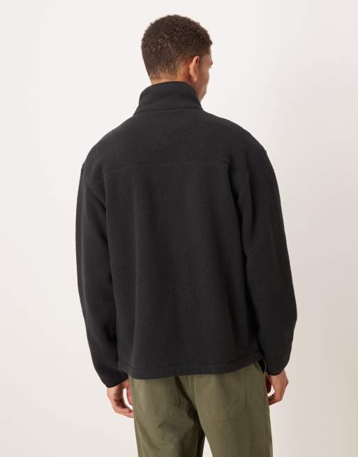 ARKET - Veste en polaire duveteuse avec fermeture éclair double sens et poche à l'avant - Bleu marine, 3 de 5