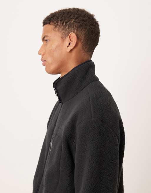 ARKET - Veste en polaire duveteuse avec fermeture éclair double sens et poche à l'avant - Bleu marine, 4 de 5