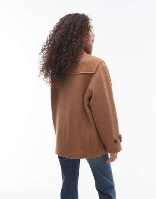 ARKET - Veste style duffle-coat à col cheminée avec empiècement effet superposé et poches plaquées à l'avant - Beige, 4 de 4