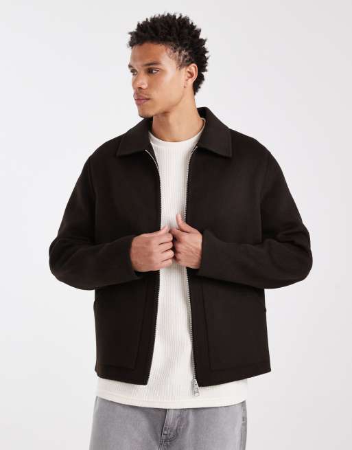ARKET - Veste style workwear double épaisseur en laine - Marron