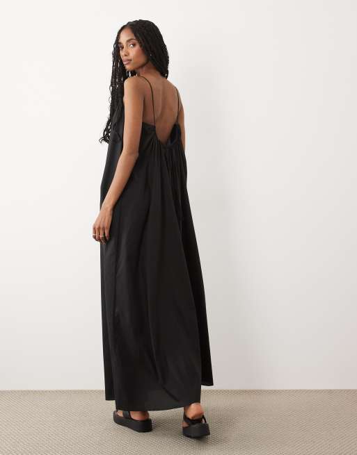 ARKET - Vestido playero largo negro de tirantes finos, 4 de 4