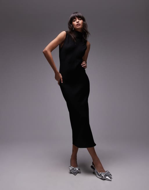 ARKET - Vestito lungo con taglio sbieco nero con scollo profondo sul retro
