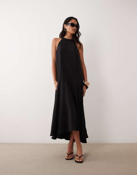 ARKET vestito maxi a vita bassa in puro cotone nero - view 1