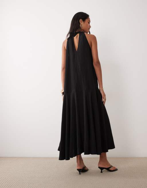 ARKET vestito maxi a vita bassa in puro cotone nero, 3 di 4