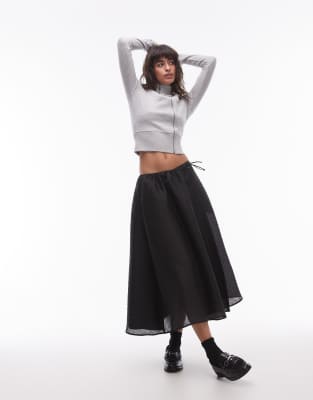 Arket ARKET volume brocade midi skirt in black