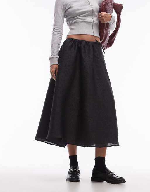 ARKET volume brocade midi skirt in black, 2 of 5