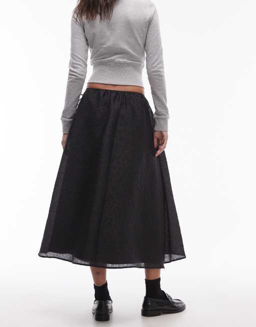 ARKET volume brocade midi skirt in black, 4 of 5