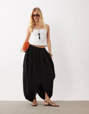 ARKET volume maxi skirt in black