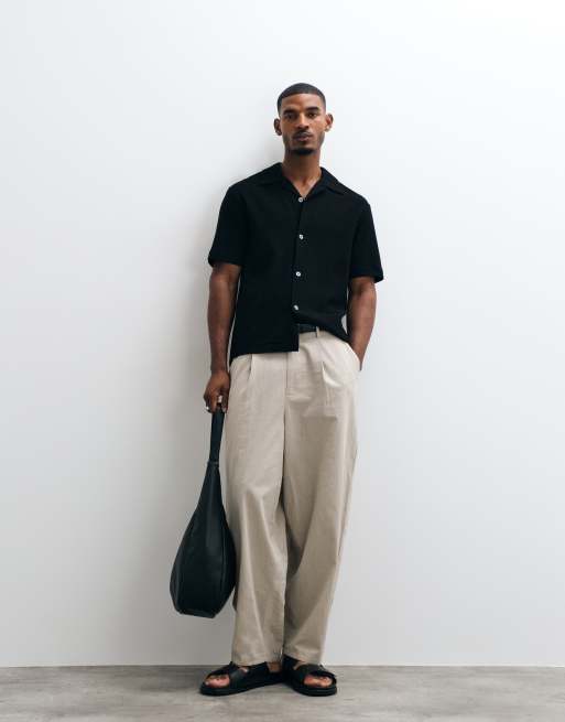 ARKET waffle jersey short sleeve shirt in black, 2 of 5