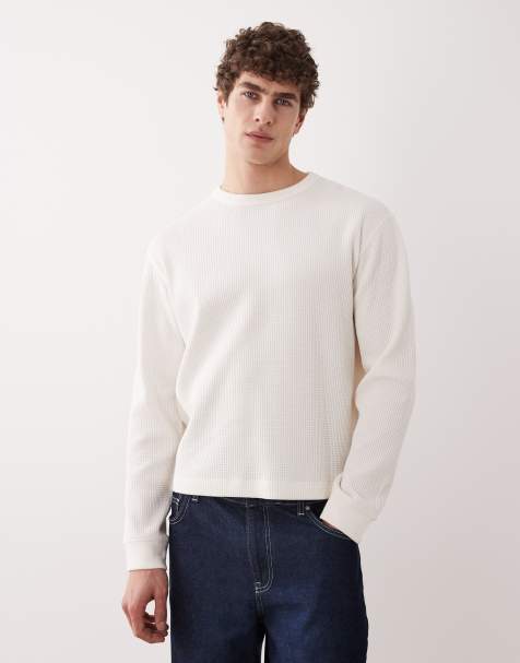 ARKET waffle long sleeve t-shirt in off white