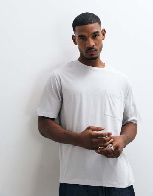 ARKET washed t-shirt with pocket in dusty gray, 5 of 5