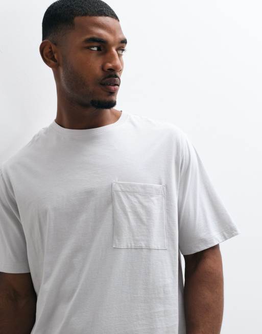 ARKET washed t-shirt with pocket in dusty grey, 3 of 5