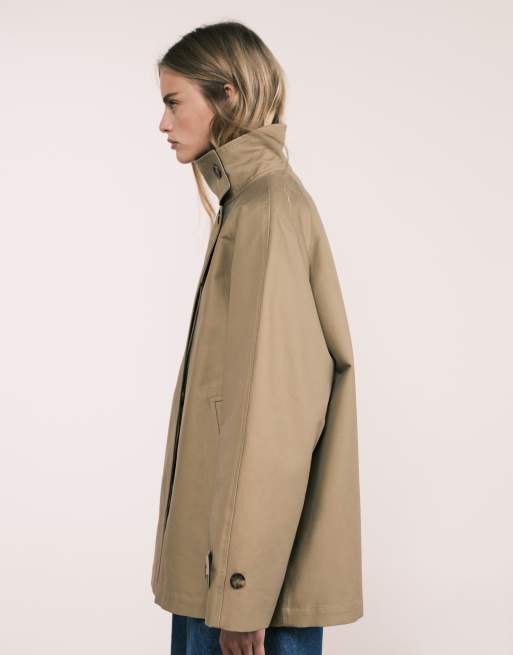 ARKET waxed cotton trench coat in dark beige