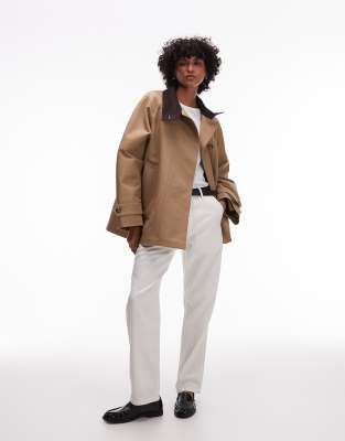 Arket ARKET waxed cotton trench jacket in dark beige-Brown