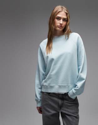 ARKET - Weiches Terry-Sweatshirt in Aqua-Blau mit Rundhalsausschnitt