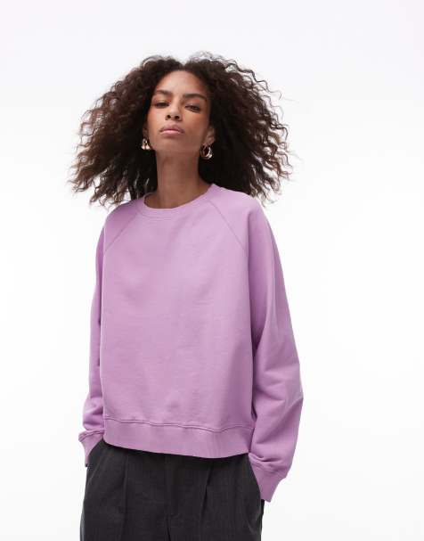ARKET – Weiches Terry-Sweatshirt in Lila mit Rundhalsausschnitt - view 1