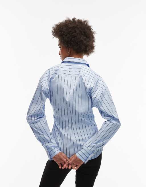 ARKET – Wickelhemd aus Baumwoll-Popeline in Blau mit Streifen, 4 von 4