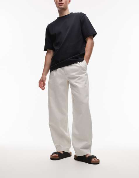 ARKET wide fit drawstring workwear trousers in beige - view 1