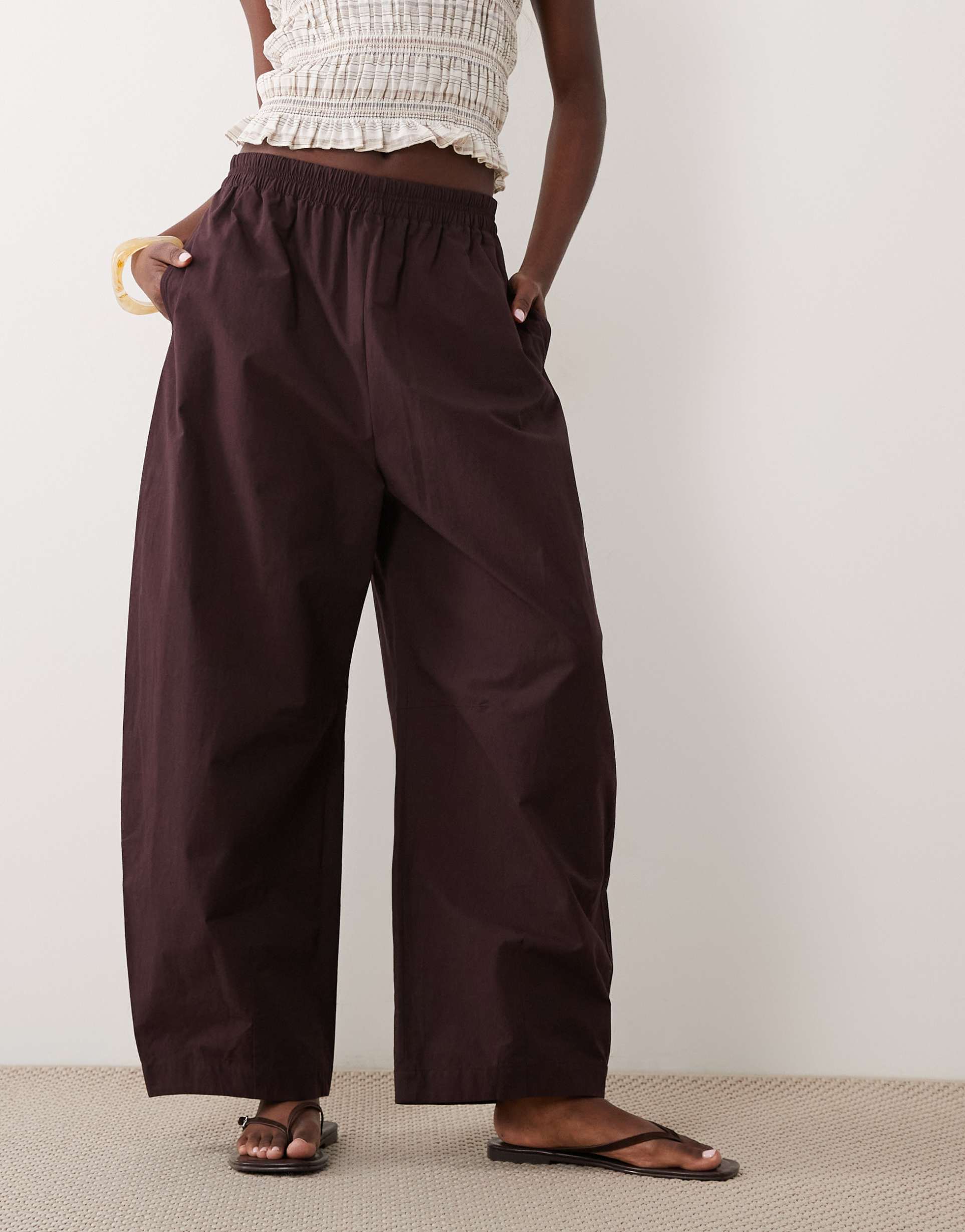 arket wide leg cargo pants in brown