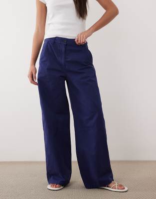 ARKET wide leg cargo pants in navy blue