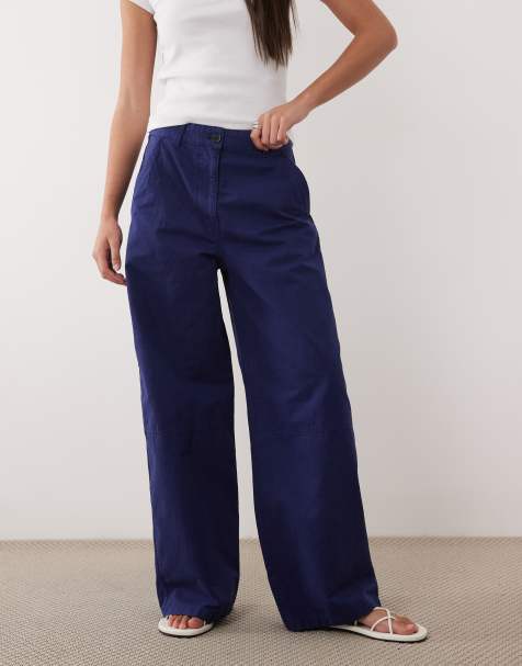 ARKET wide leg cargo trousers in navy blue - view 1