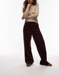 [Arket] ARKET wide leg cord pants with tailored waistband in burgundy 32 BURGUNDY