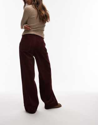 Arket Wide Leg Cord Pants With Tailored Waistband In Brown