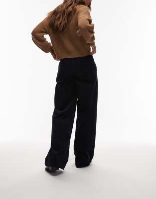 Arket Wide Leg Cord Pants With Tailored Waistband In Blue