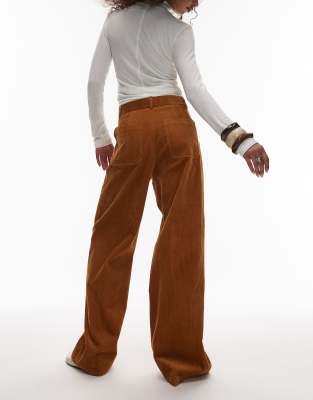 Arket Wide Leg Corduroy Pants With Tailored Waistband In Brown