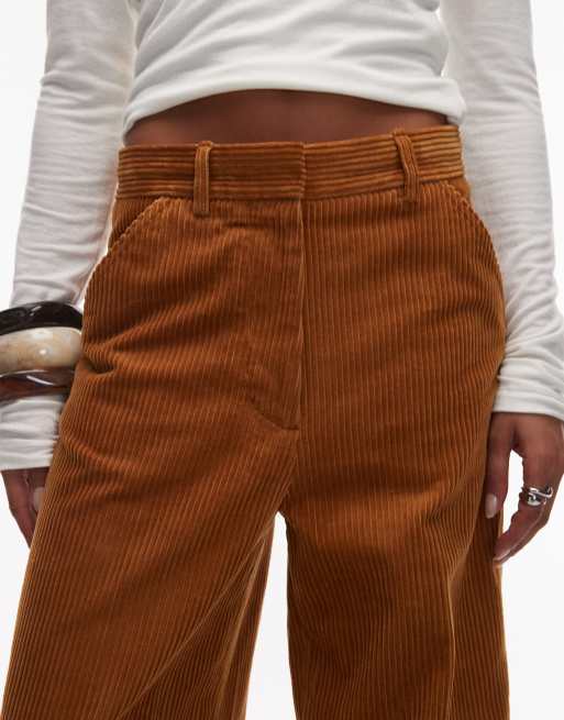 ARKET wide leg corduroy pants with tailored waistband in brown