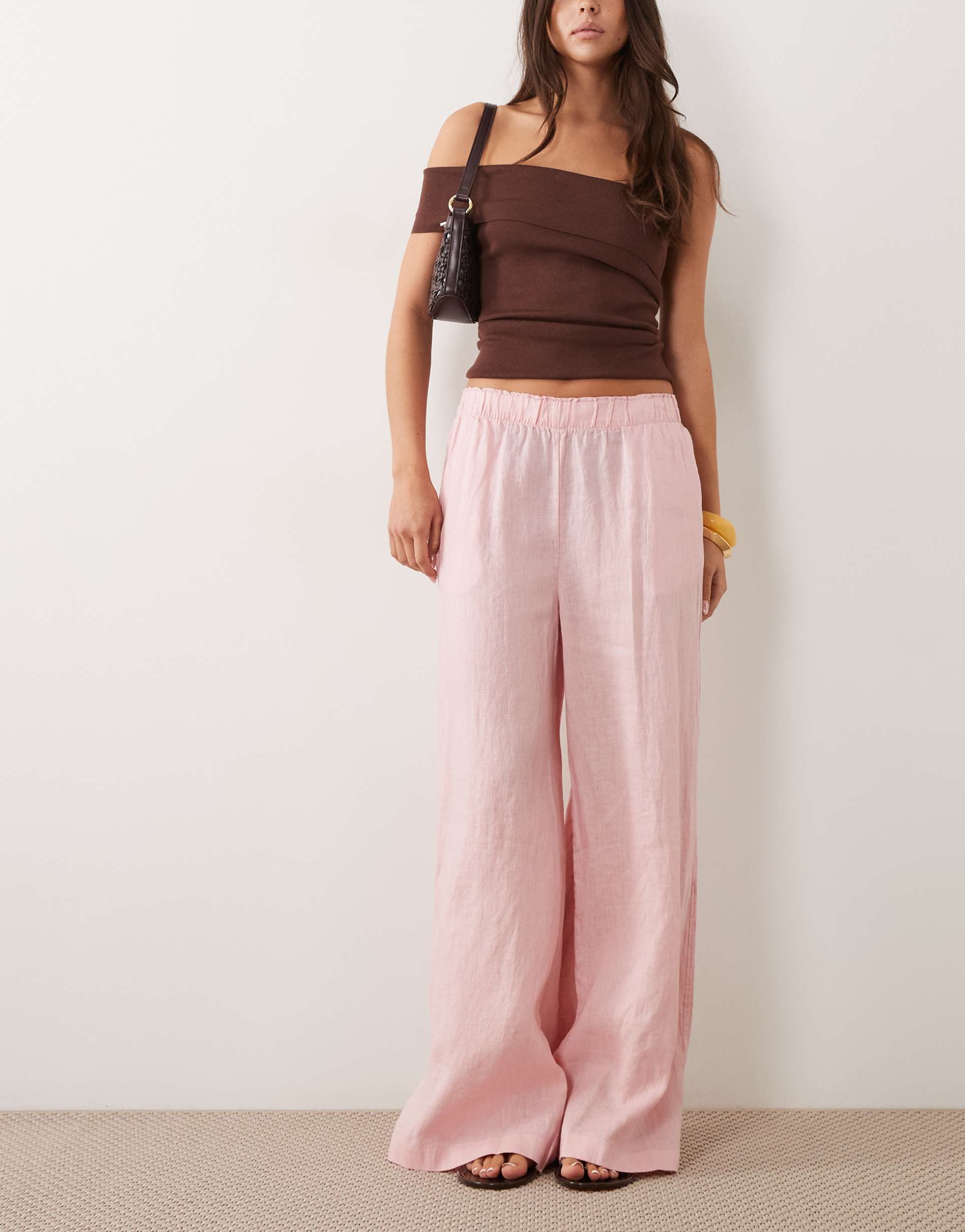 arket wide leg palazzo pants in light pink