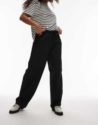 Arket Wide Leg Pants With Pull-on Waist And Cargo Pockets In Black
