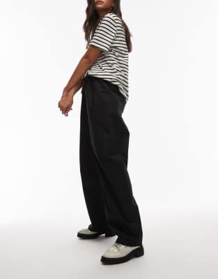 Arket Wide Leg Pants With Pull-on Waist And Cargo Pockets In Black